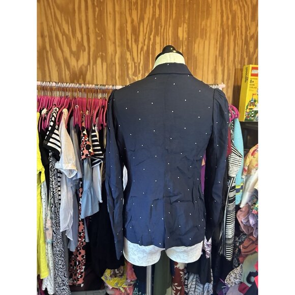 Vince Camuto Navy Blue Polka Dot Soho Pindot Blazer Button Closure Sz 2 NWOT - Picture 7 of 10